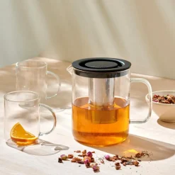 CASA CHAI Théière 1,5 L Noir, Transparent