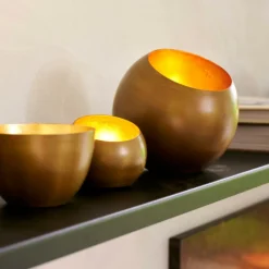 CASA GIMINI Support Bougie Chauffe-plat Doré