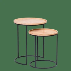 CASA GOM Tables D'appoint Set De 2 Noir, Naturel