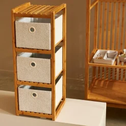 CASA HELGE Étagère 3 Tiroirs Naturel