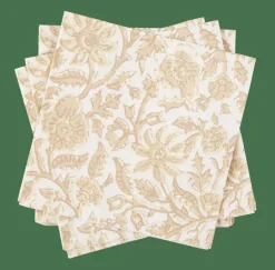 CASA HENNA FLOWER Set De 20 Serviettes Rouge, Beige