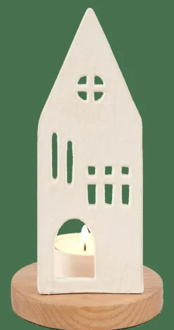 CASA HOME Porte-bougie Chauffe-plat Blanc, Naturel