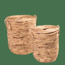 CASA MILEY Panier à Linge Avec Couvercle Et Poignées Naturel