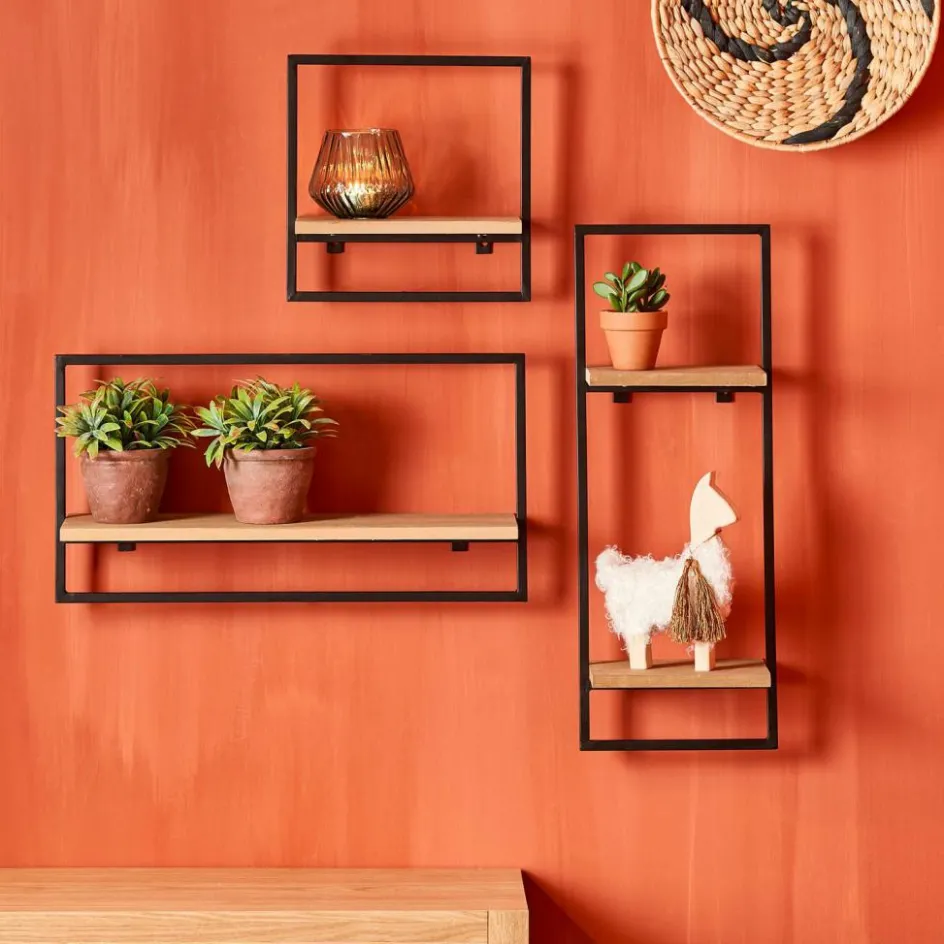 CASA MIX&MATCH Étagère à Suspendre Noir, Naturel