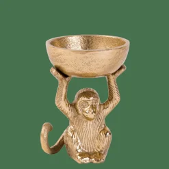 CASA MONKEY Support Bougie Chauffe-plat Doré