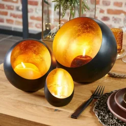 CASA ORION Support Bougie Chauffe-plat Noir