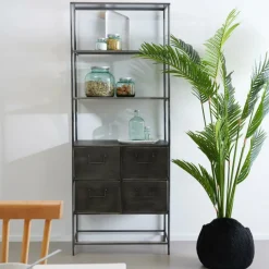 CASA PHARMA Étagère Murale Avec 4 Tiroirs Noir