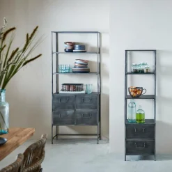 CASA PHARMA Étagère Murale Avec 2 Tiroirs Noir