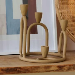 CASA RINGS Bougeoir Pour 4 Bougies Brun Clair