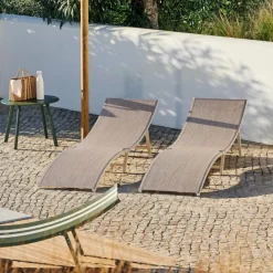 CASA SILVES Chaise Longue Set De 2 Sable