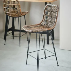 CASA SUMATRA Tabouret De Bar Noir, Naturel