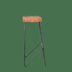CASA TEAK Tabouret De Bar Noir, Naturel