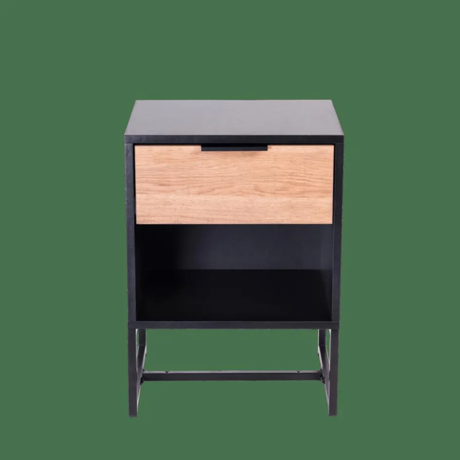 CASA TRENTON Table De Chevet Noir, Naturel