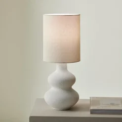 CASA WHITESTONE Lampe De Table Avec Abat-jour E27 Blanc Cassé