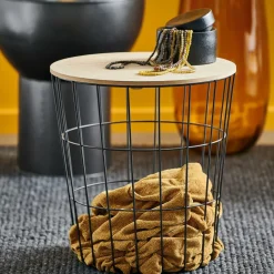 CASA WIRE Table D'appoint Noir, Naturel