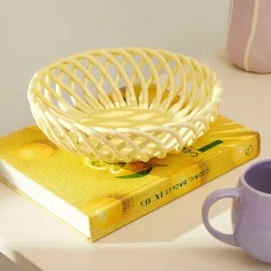 CASA WOVY Plat à Fruits Jaune Clair