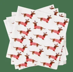 CASA X-MAS DOG Set De 20 Serviettes Multicolore