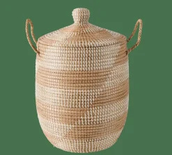 CASA YASMINE Panier De Luxe Avec Couvercle Blanc, Naturel